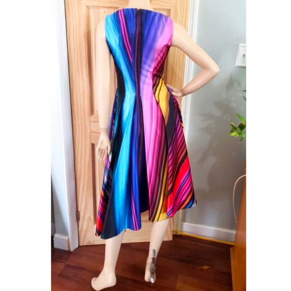 Rainbow Formal Asymmetric Stripe Multicolor Gown - Picture 8 of 11